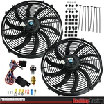 2X16" Electric Radiator Slim Cooling Fan+thermostat Relay Switch Kit Universal. Fixed Price $59.66.