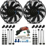 Dual 9-10 Inch Electric Engine Radiator Cooling Fan Push-in Probe Thermostat Kit. Fixed Price $89.95.