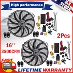 2X 16"INCH Electric Radiator Cooling Fan 12V 3500CFM Relay Thermostat Switch Kit. Fixed Price $119.99.
